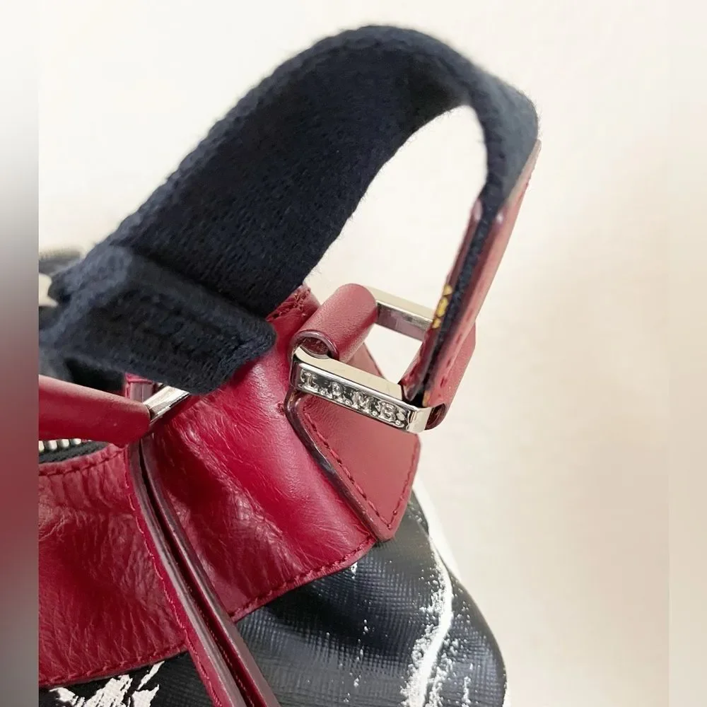 Rare L.A.M.B. Huntley hobo bag by Gwen Stefani, black, white graffiti red trim